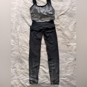 Black and Silver Leggings Athletic Set